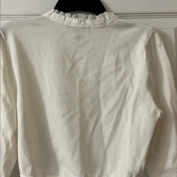 White House Black Market Ivory Ruffled bolero cardigan - Picture 4 of 5